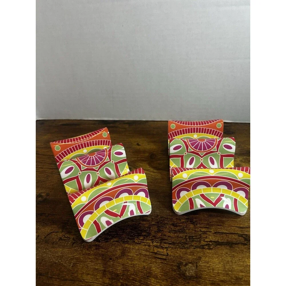 Colorful Reversible Plastic Taco Holders Set of 2 Holds 2 or 3 Tacos Multicolor